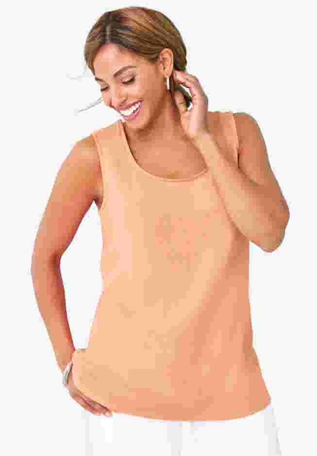 Stretch Cotton Horseshoe Neck Tank image number 0