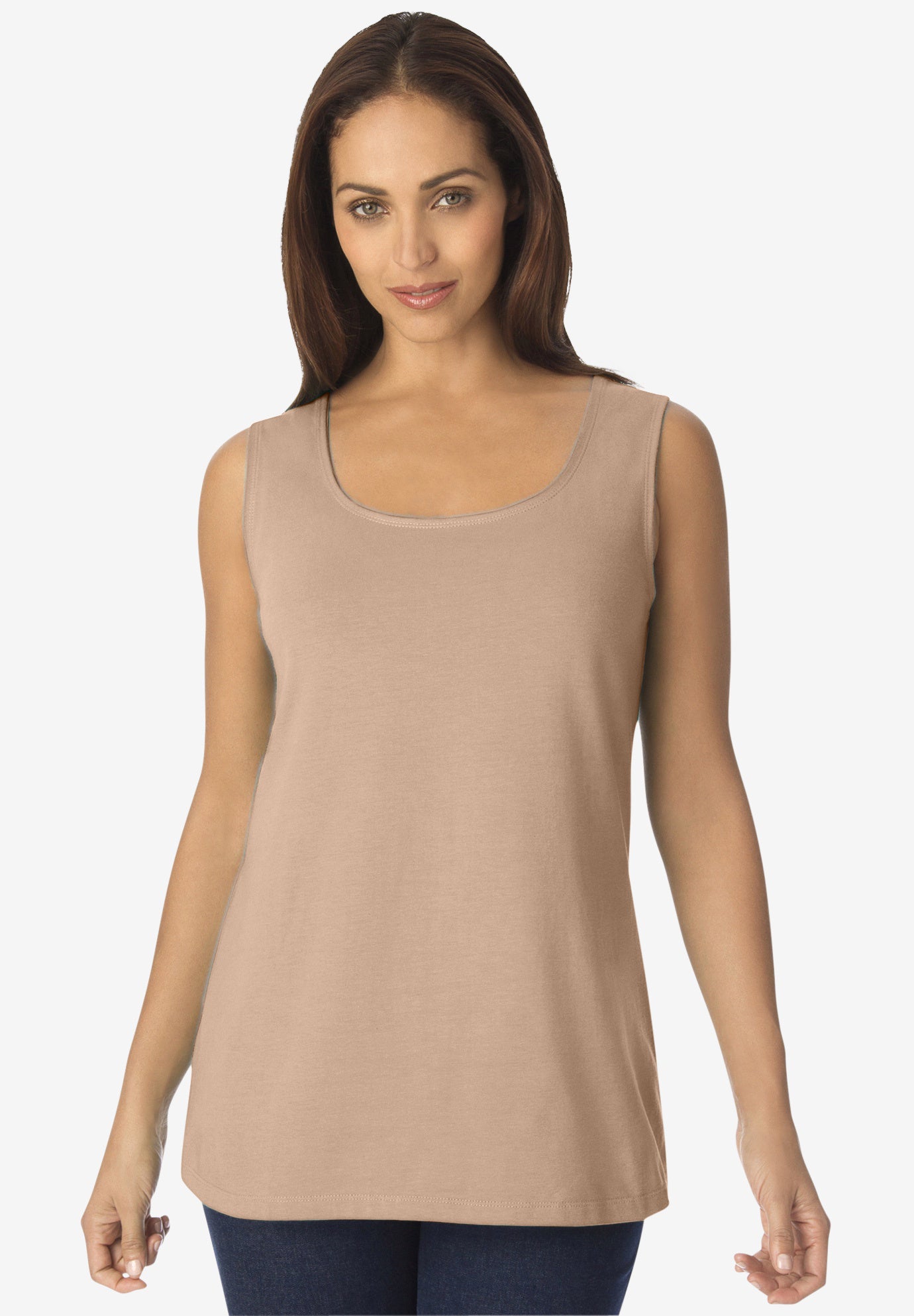 Stretch Cotton Horseshoe Neck Tank image number 0