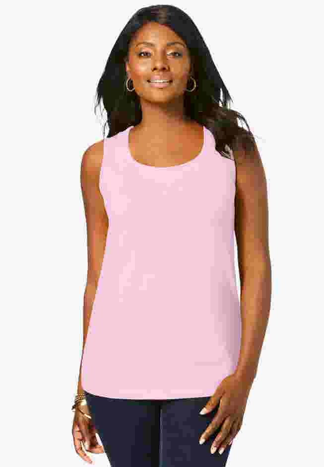Stretch Cotton Horseshoe Neck Tank image number 0