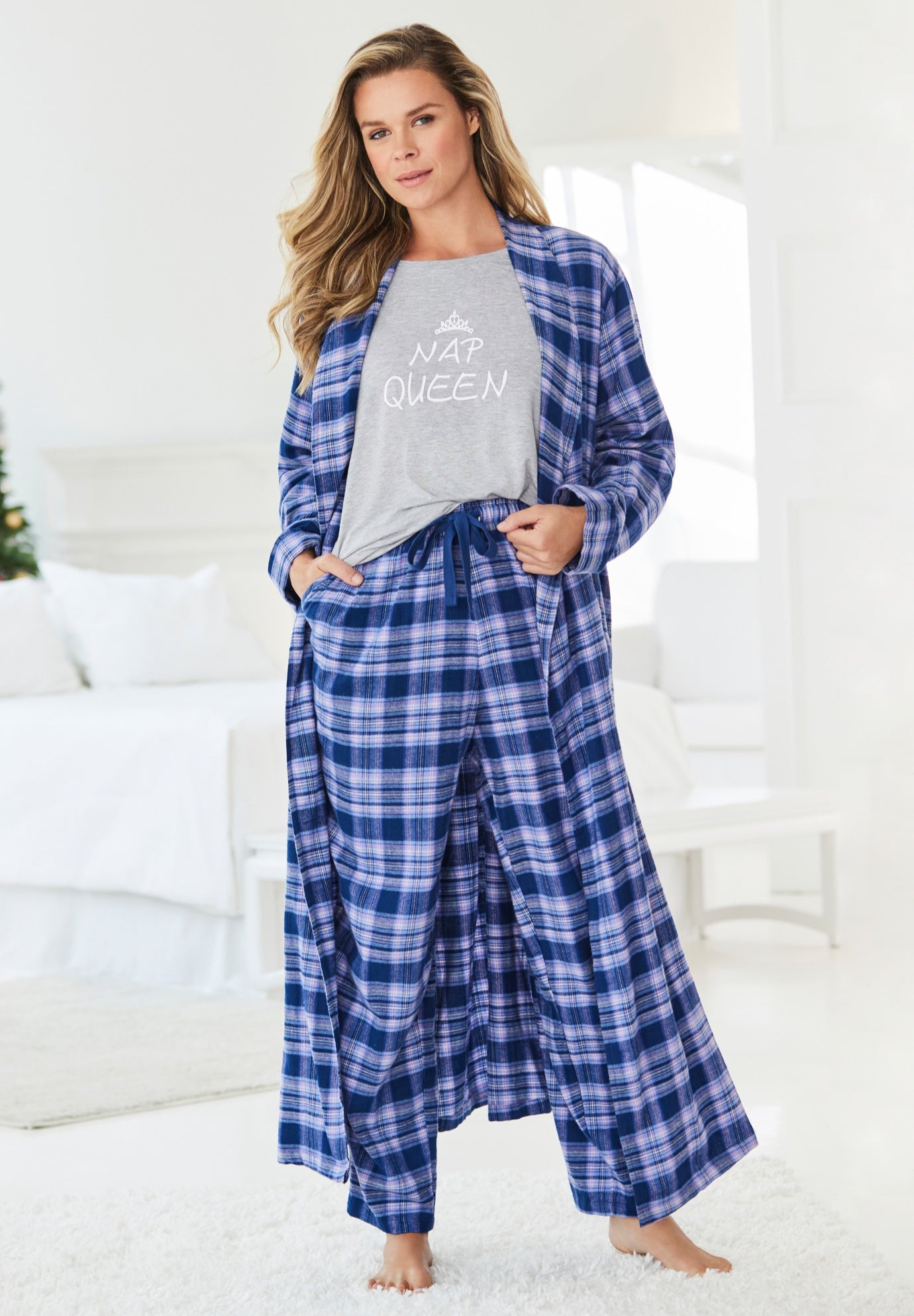 Long Flannel Robe  image number 6