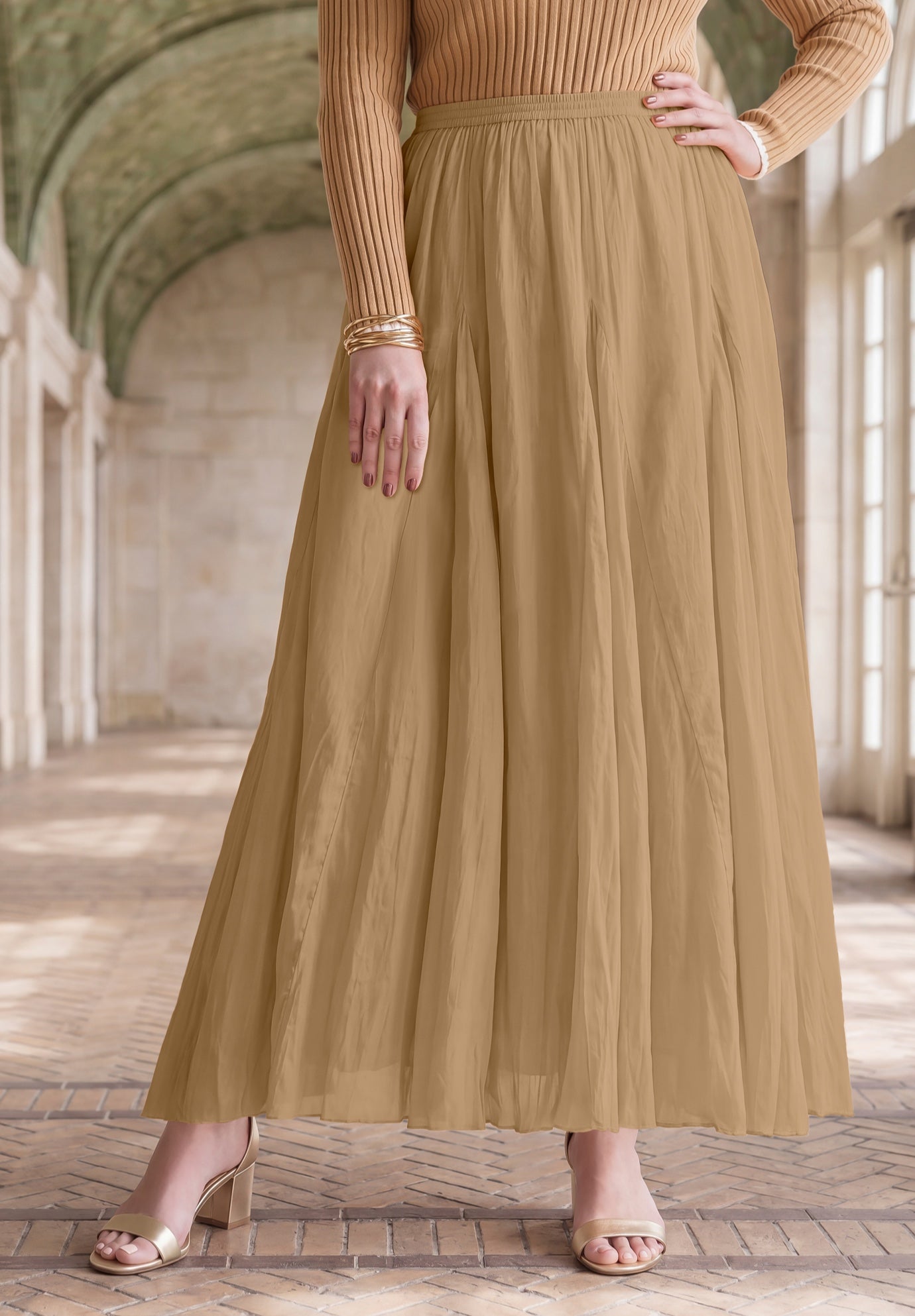 Flowing Crinkled Maxi Skirt image number 0