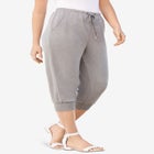 Plus Size Soft Knit Capri Pant with Drawstring Waist image number null