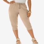 Plus Size Soft Knit Capri Pant with Drawstring Waist image number null