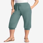 Plus Size Soft Knit Capri Pant with Drawstring Waist image number null