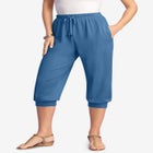 Plus Size Soft Knit Capri Pant with Drawstring Waist image number null