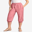 Plus Size Soft Knit Capri Pant with Drawstring Waist image number null
