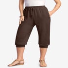 Plus Size Soft Knit Capri Pant with Drawstring Waist image number null