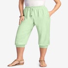 Plus Size Soft Knit Capri Pant with Drawstring Waist image number null