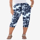 Plus Size Soft Knit Capri Pant with Drawstring Waist image number null