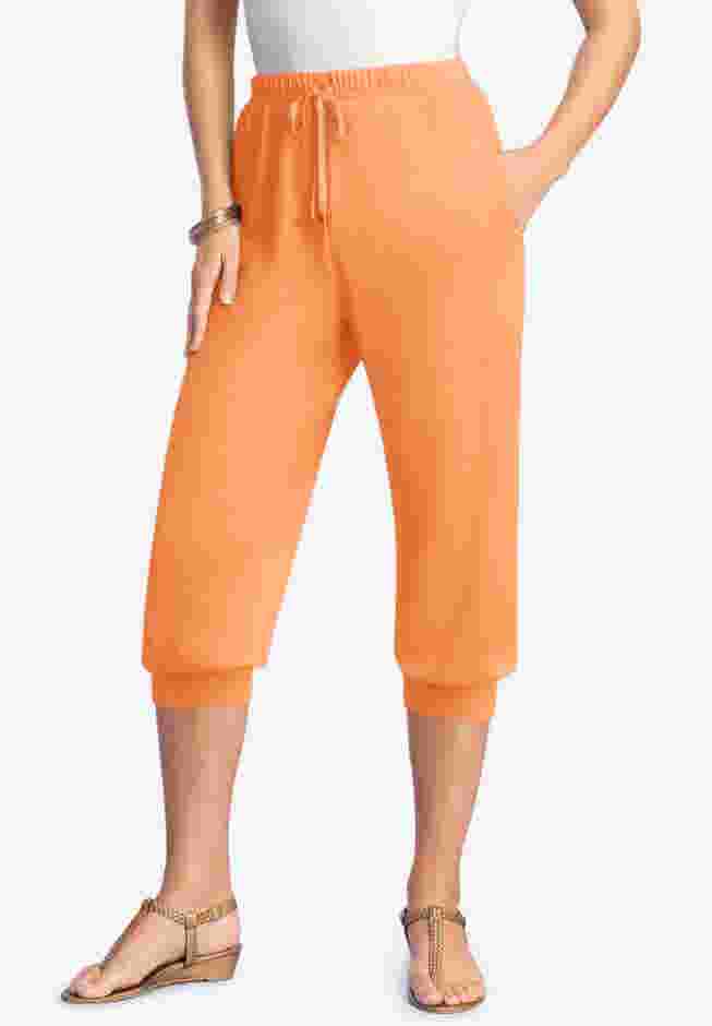Drawstring Soft Knit Capri Pant image number 0