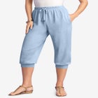 Plus Size Soft Knit Capri Pant with Drawstring Waist image number null