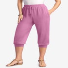 Plus Size Soft Knit Capri Pant with Drawstring Waist image number null
