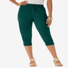 Plus Size Soft Knit Capri Pant with Drawstring Waist image number null