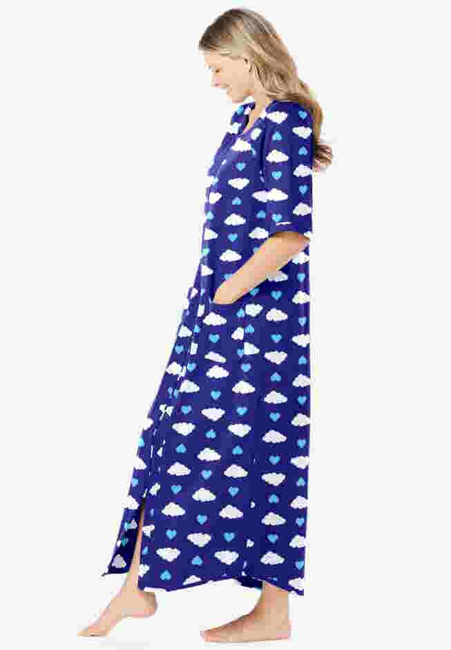 Long French Terry Zip-Front Robe image number 2