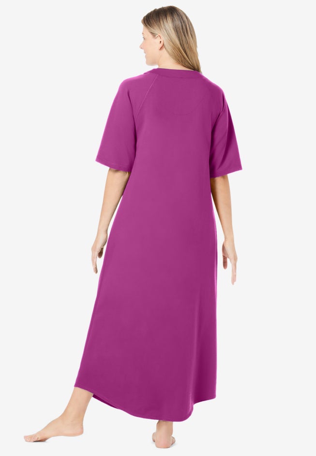 Long French Terry Zip-Front Robe image number 1
