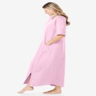 Long French Terry Zip-Front Robe image number null