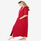 Long French Terry Zip-Front Robe image number null