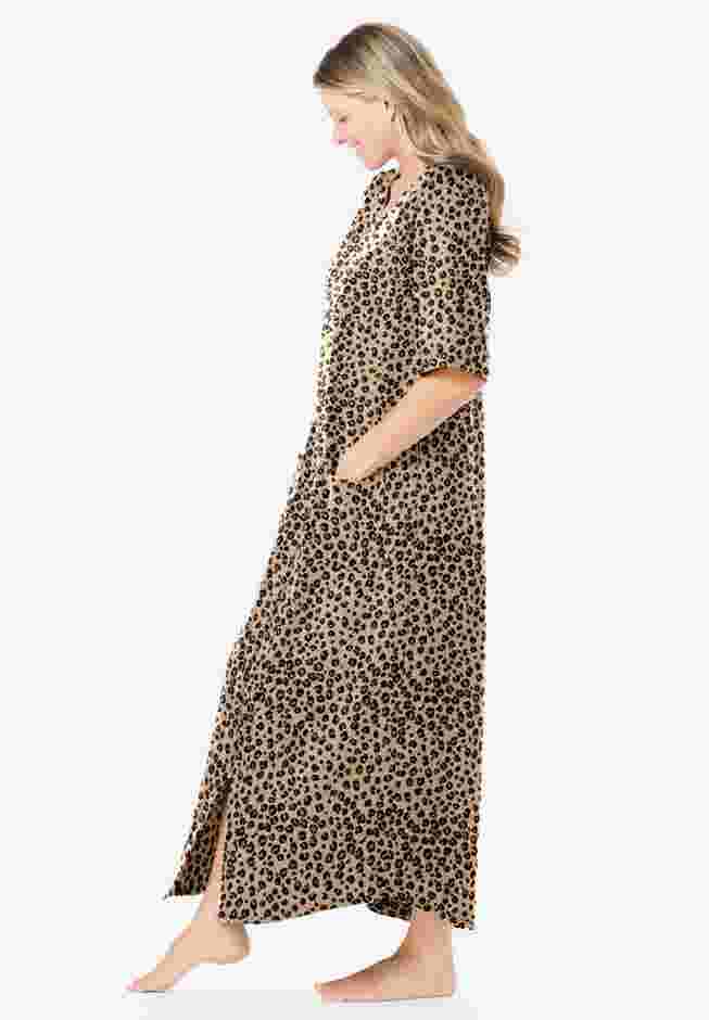 Long French Terry Zip-Front Robe image number 2