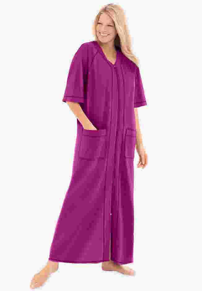 Long French Terry Zip-Front Robe image number 0