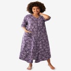 Long French Terry Zip-Front Robe image number null