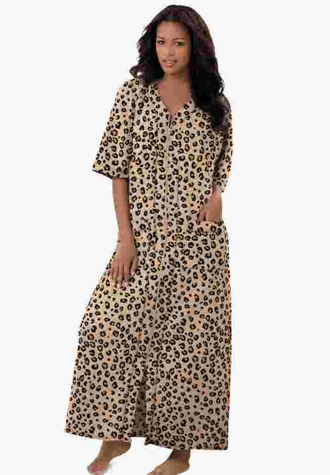 Long French Terry Zip-Front Robe image number 0