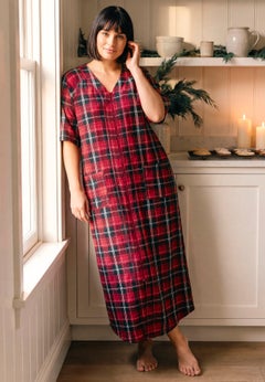 Long French Terry Zip-Front Robe