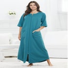 Long French Terry Zip-Front Robe image number null