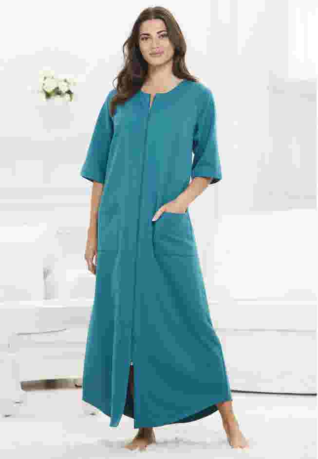 Long French Terry Zip-Front Robe image number 3