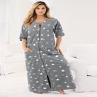 Long French Terry Zip-Front Robe image number null