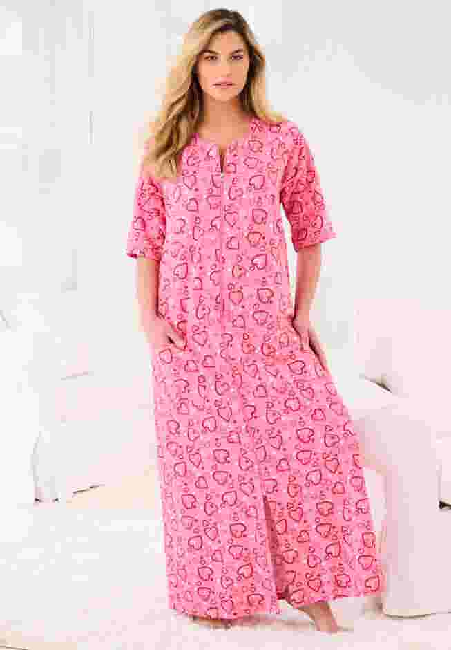 Long French Terry Zip-Front Robe image number 0