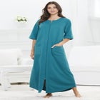 Long French Terry Zip-Front Robe image number null