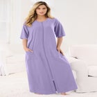 Long French Terry Zip-Front Robe image number null