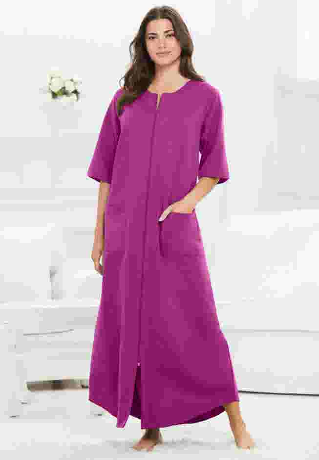 Long French Terry Zip-Front Robe image number 0