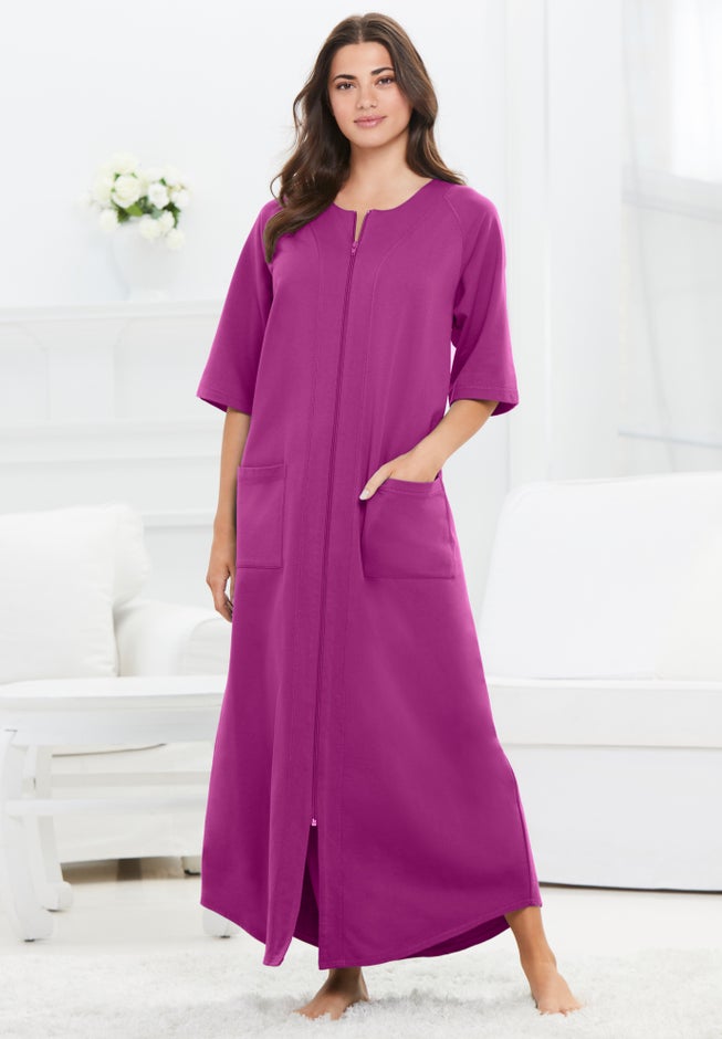 Long French Terry Zip-Front Robe image number 0