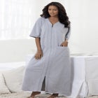 Long French Terry Zip-Front Robe image number null