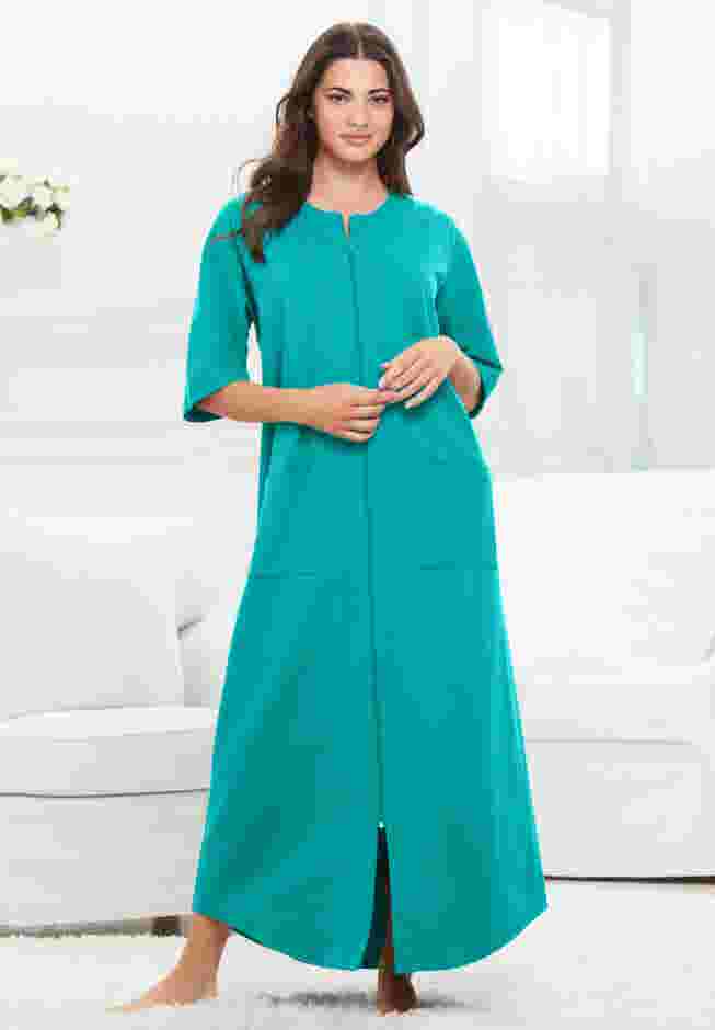 Long French Terry Zip-Front Robe image number 0