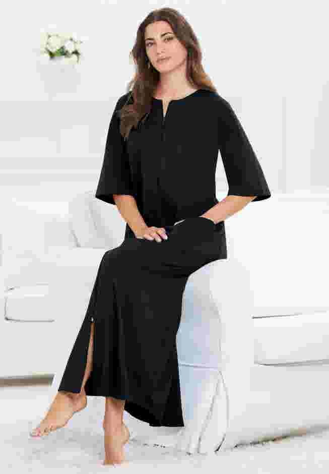 Long French Terry Zip-Front Robe image number 0
