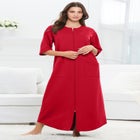 Long French Terry Zip-Front Robe image number null