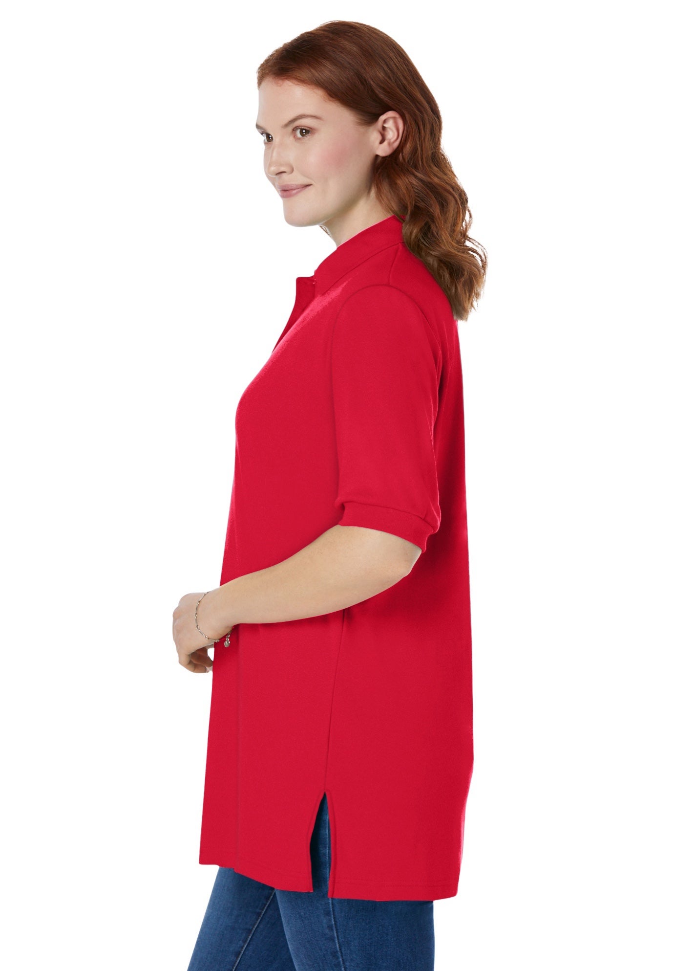 Elbow-Sleeve Polo Tunic image number 2