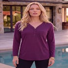 Plus Size Long Sleeve Sweetheart Henley Tee image number null