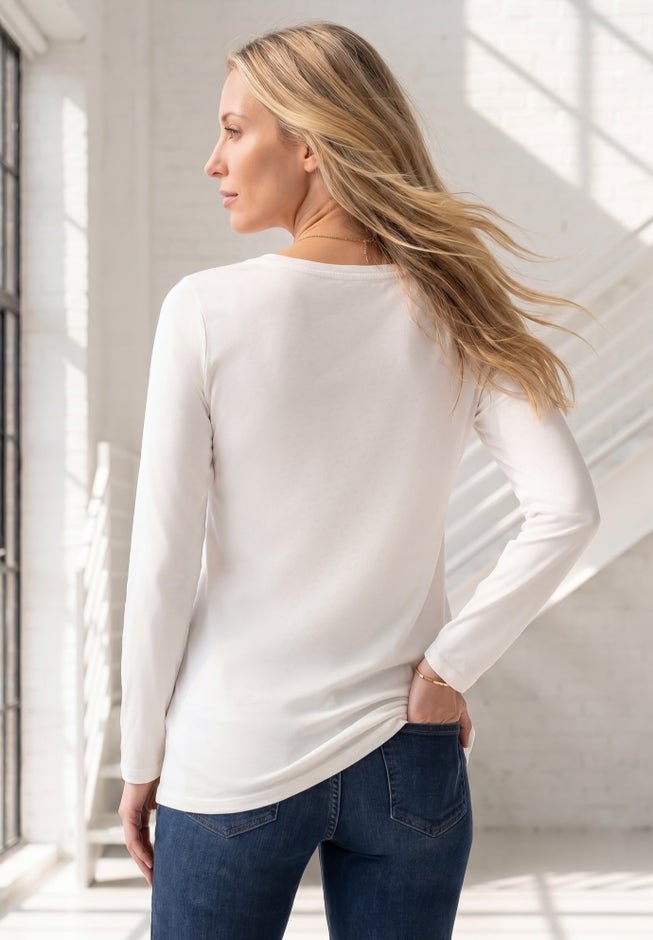 Plus Size Long Sleeve Sweetheart Henley Tee image number 1