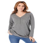 Ultimate Long Sleeve Henley Tee with Sweetheart Neck image number null