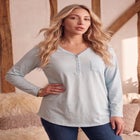 Plus Size Long Sleeve Sweetheart Henley Tee image number 0