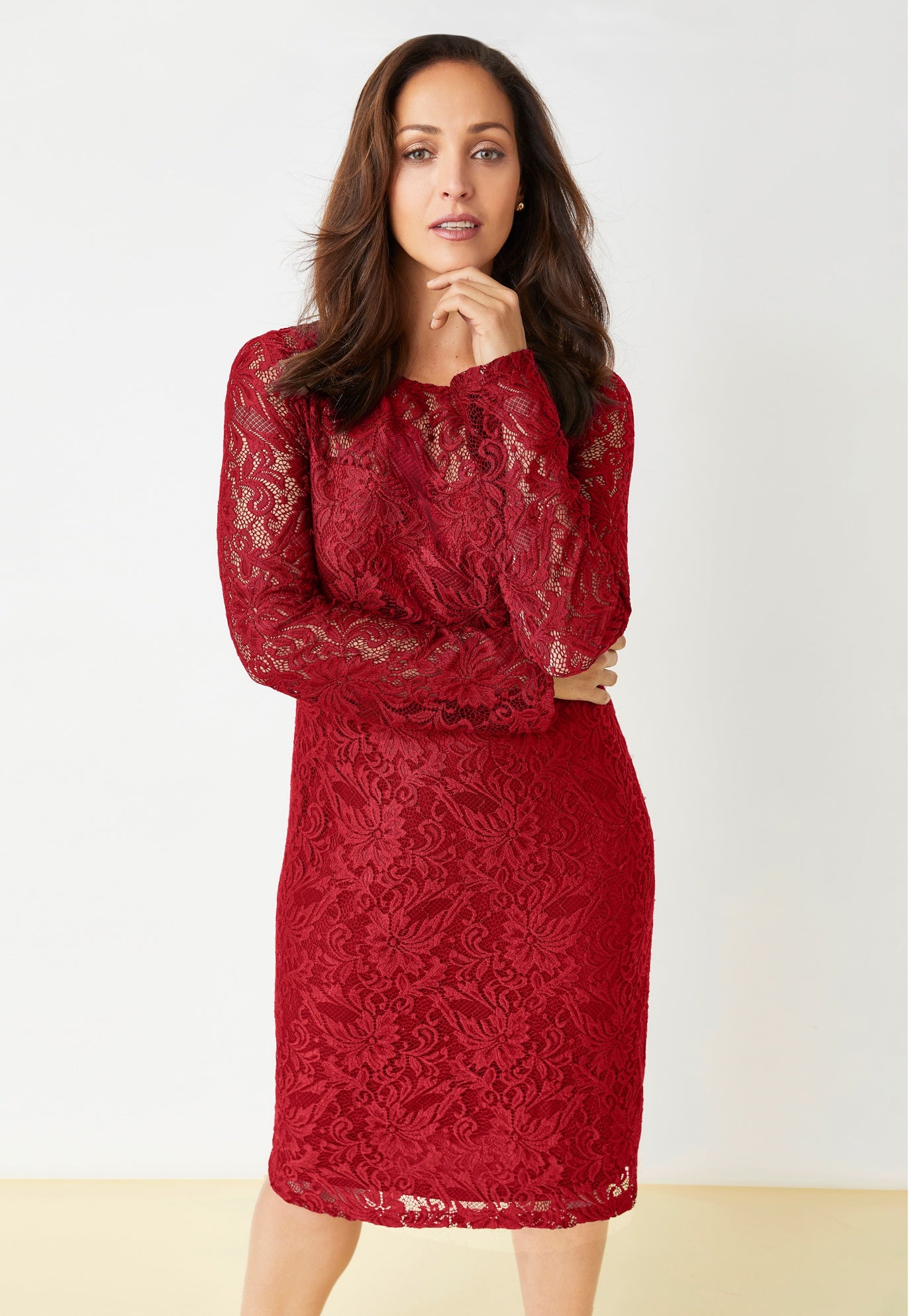 Stretch Lace Shift Dress image number 0