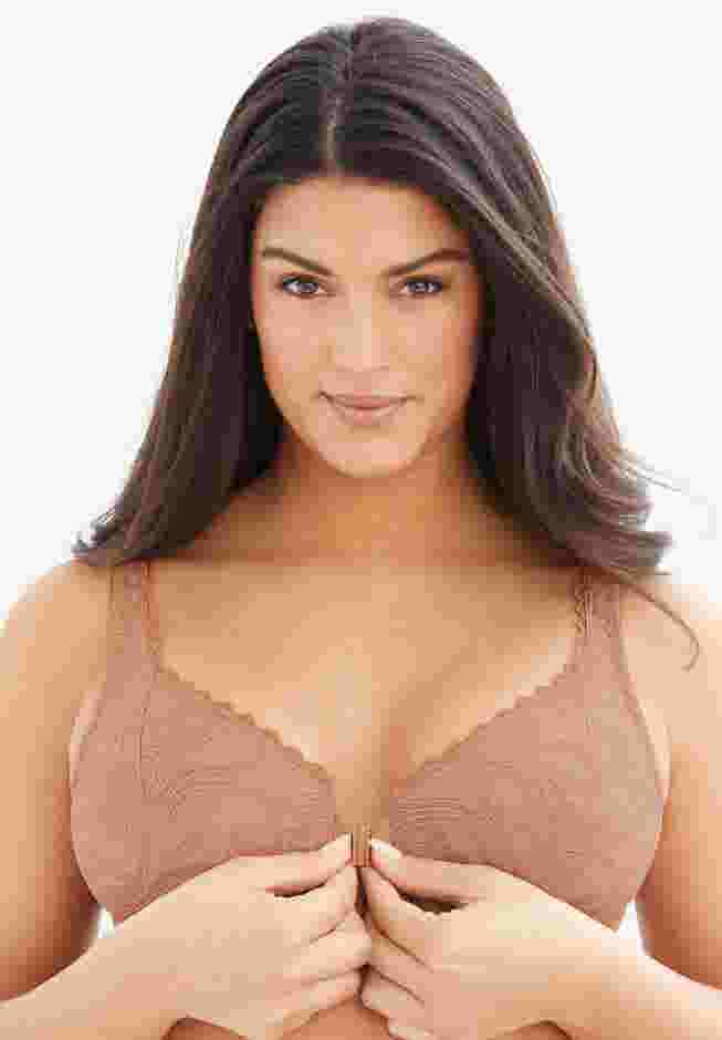 Glamorise® Wonderwire® Stretch Lace Front-Close Underwire Bra image number 0