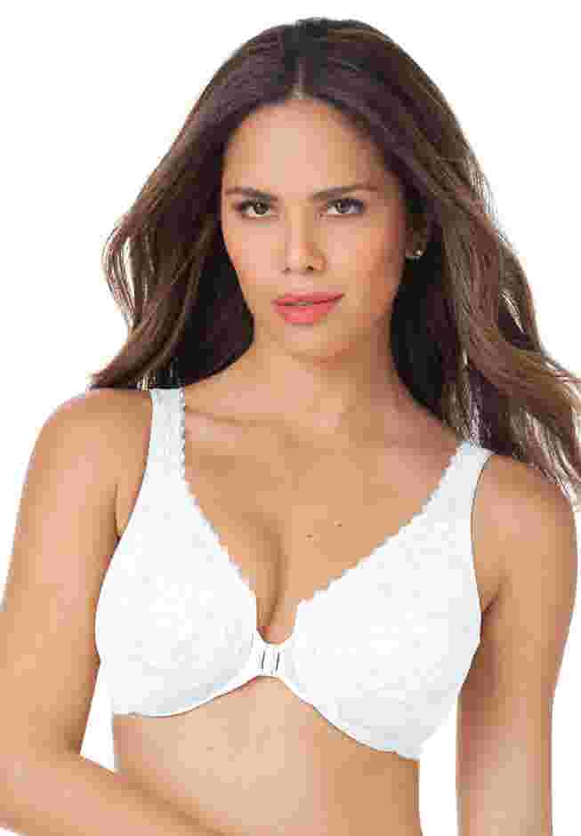 Glamorise® Wonderwire® Stretch Lace Front-Close Underwire Bra image number 0