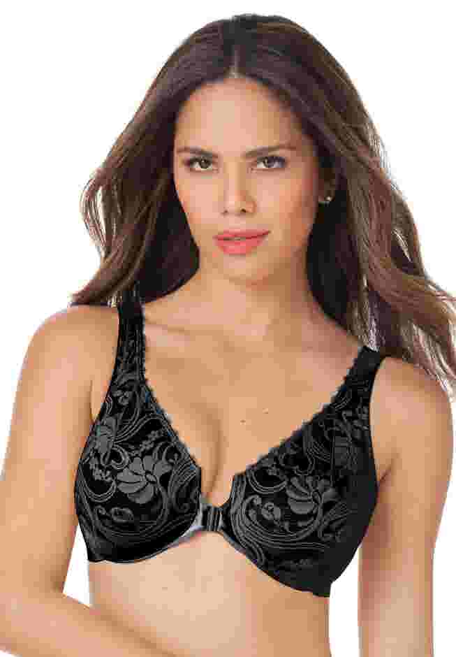 Glamorise® Wonderwire® Stretch Lace Front-Close Underwire Bra image number 0