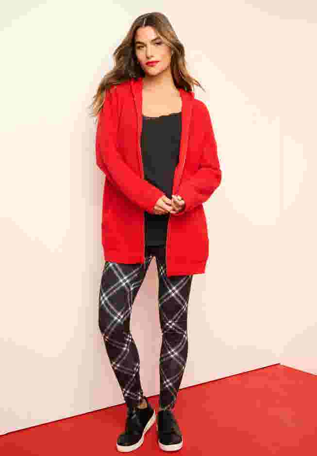 Plus Size Waffle Knit Zip Hoodie image number 3