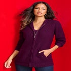 Plus Size Waffle Knit Zip-Front Relaxed Hoodie image number null