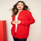 Plus Size Waffle Knit Zip Hoodie image number null